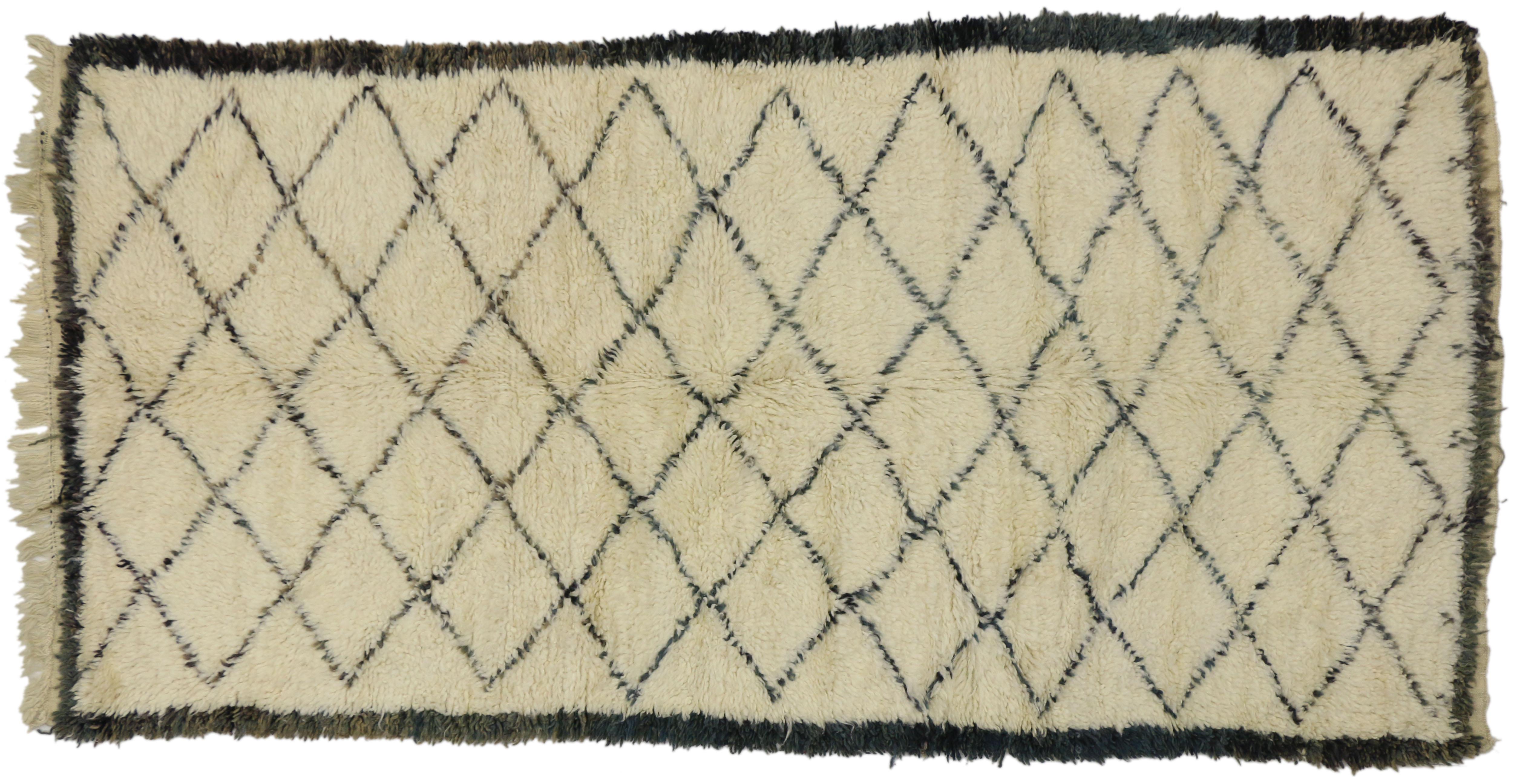 20th Century Vintage Beni Ourain Moroccan Rug, Berber Moroccan Rug For Sale