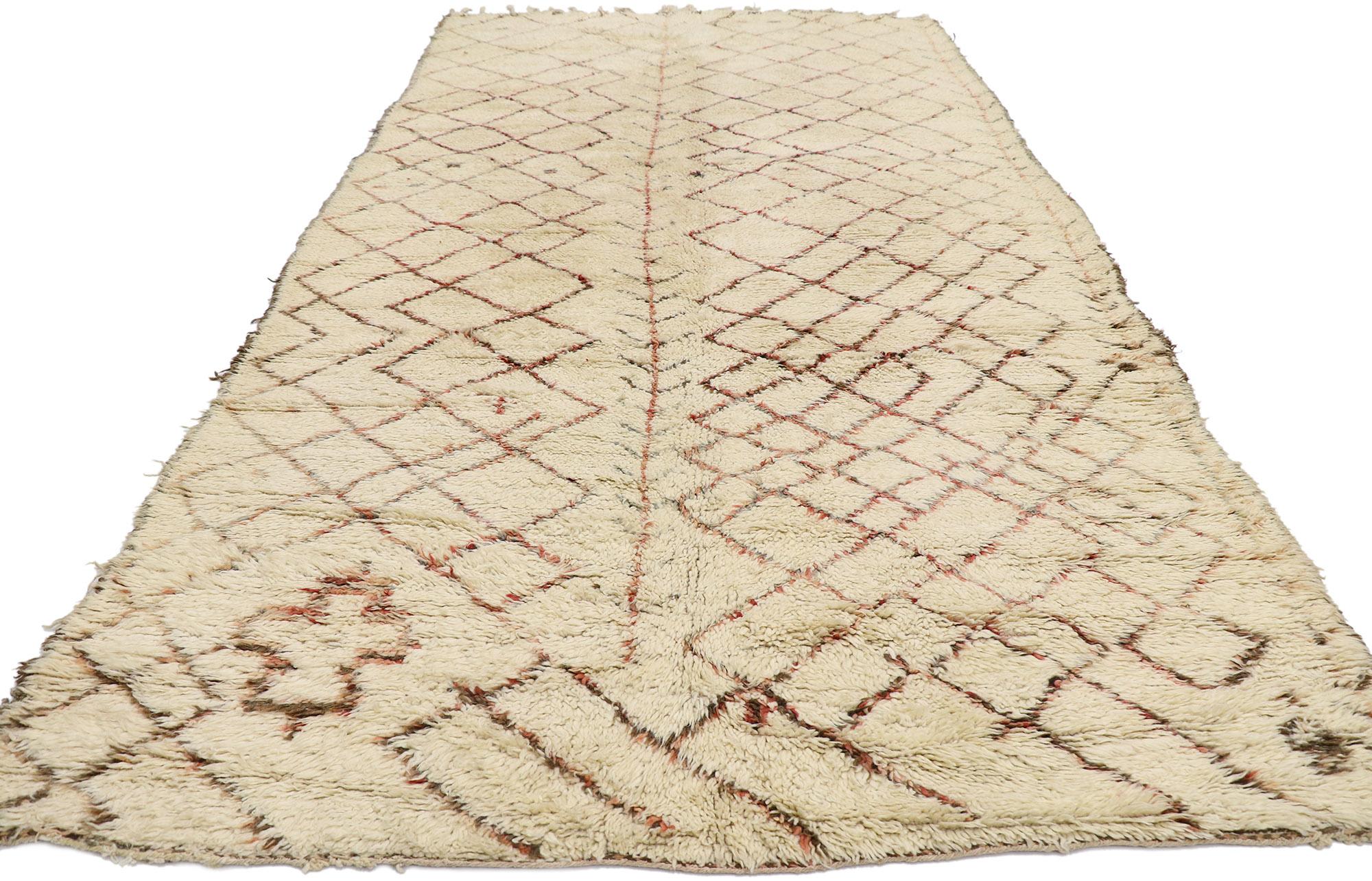 Mid-Century Modern Vintage Beni Ourain Moroccan Rug For Sale