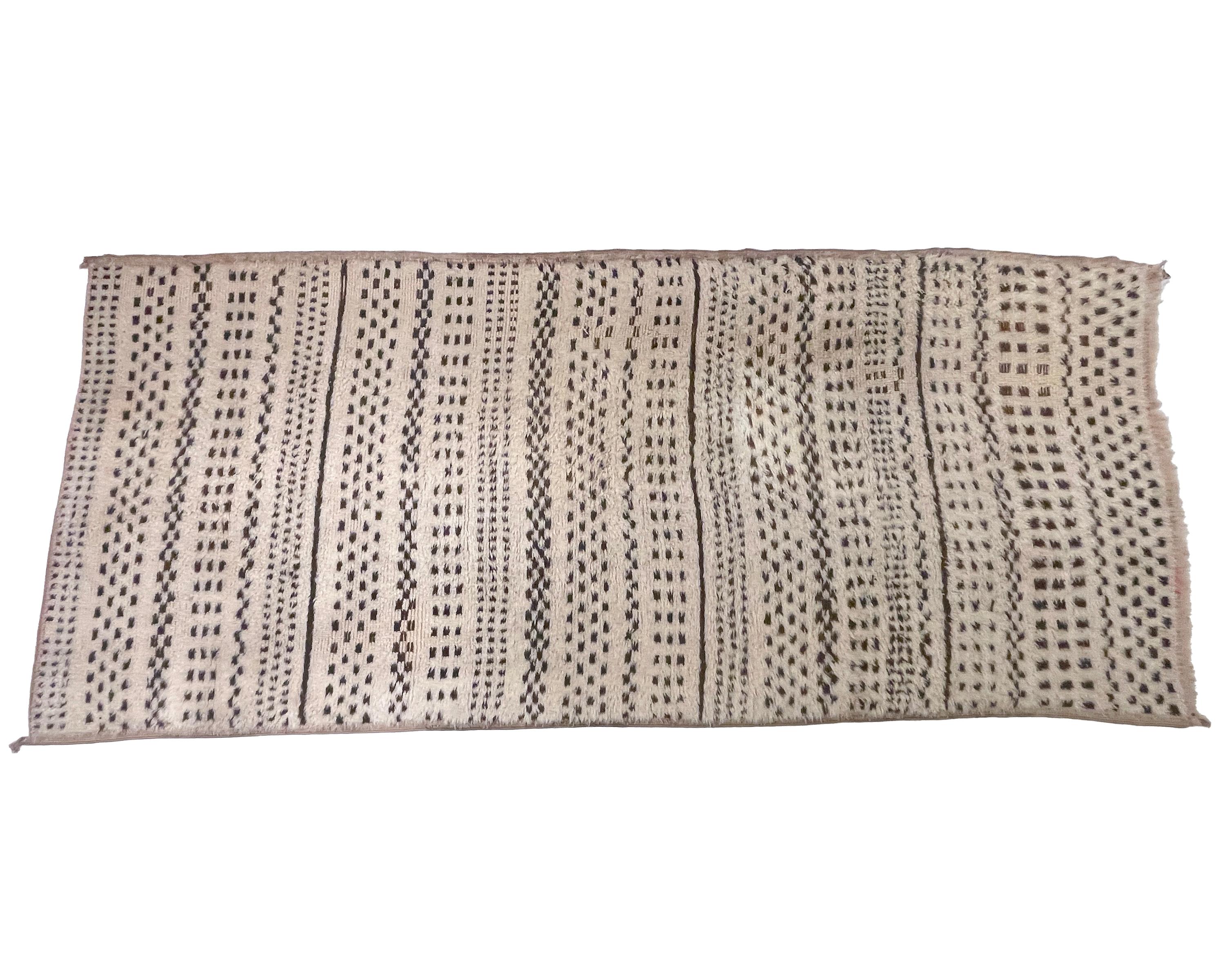 Hand-Knotted Vintage Beni Ourain Moroccan Rug For Sale