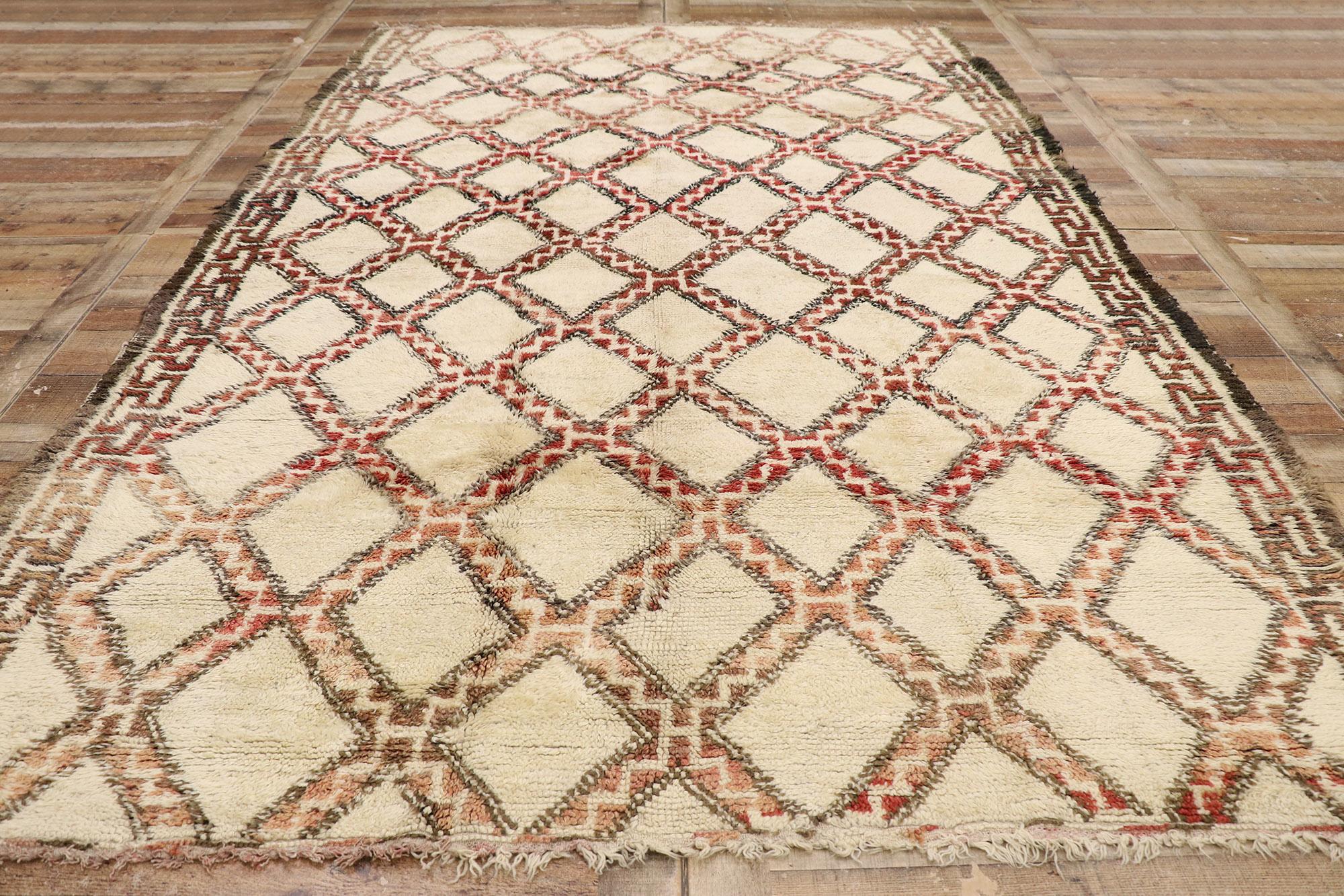 Wool Vintage Beni Ourain Moroccan Rug For Sale