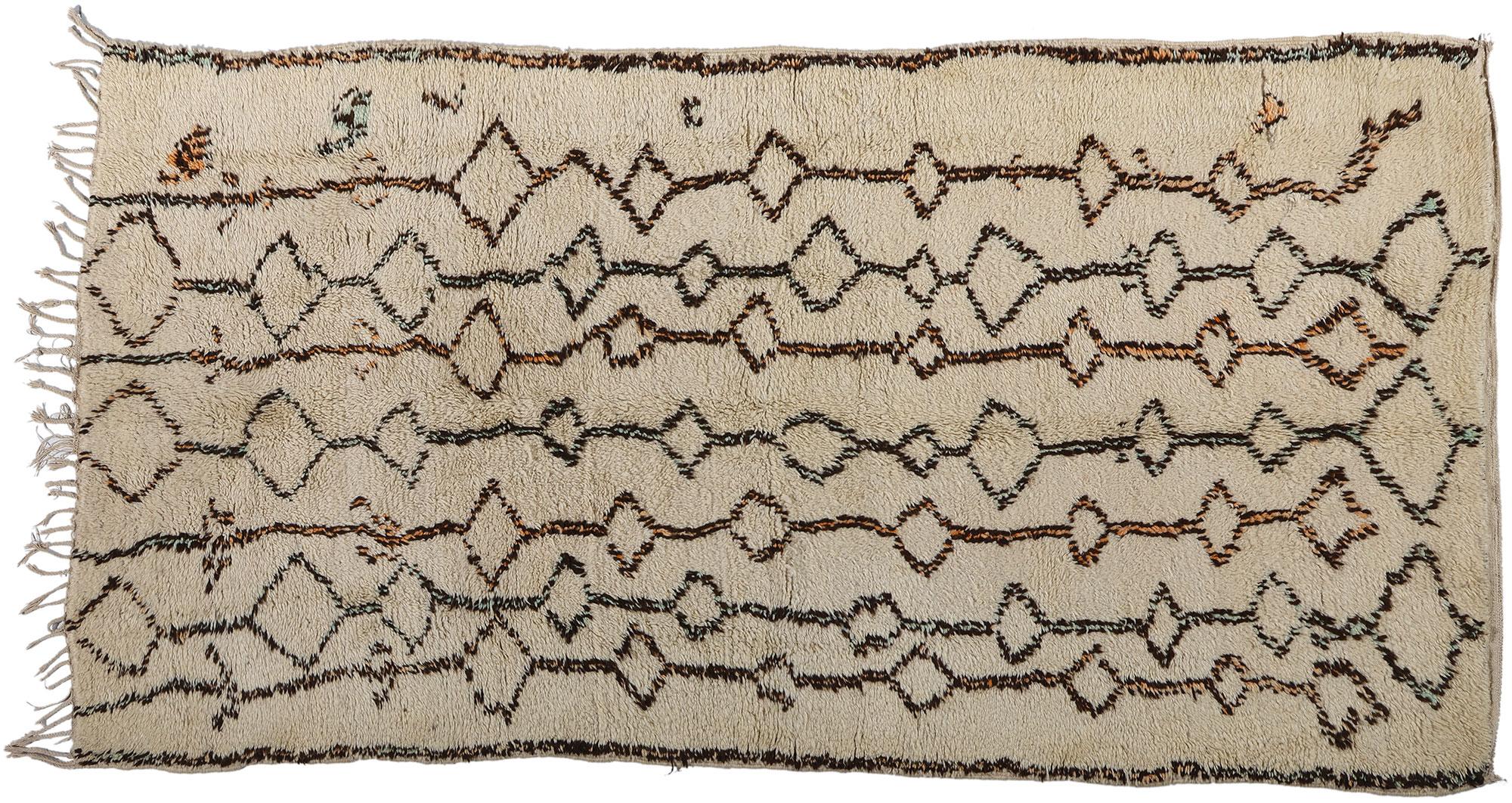 Vintage Beni Ourain Moroccan Rug, Mid-Century Modern Meets Tribal Enchantment For Sale 3