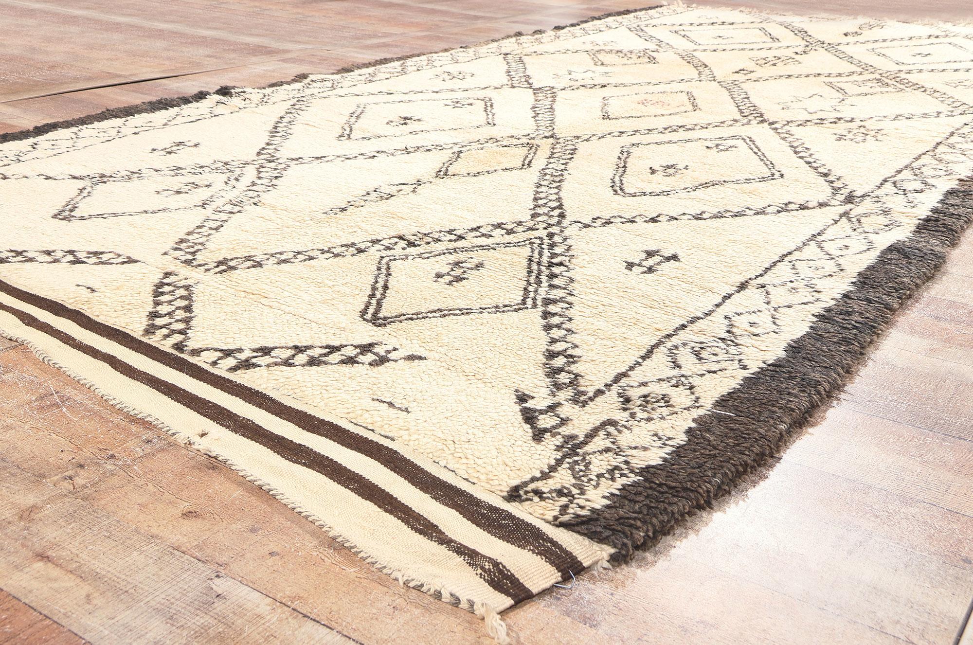 Vintage Beni Ourain Moroccan Rug, Mid-Century Modern Meets Tribal Enchantment For Sale 1