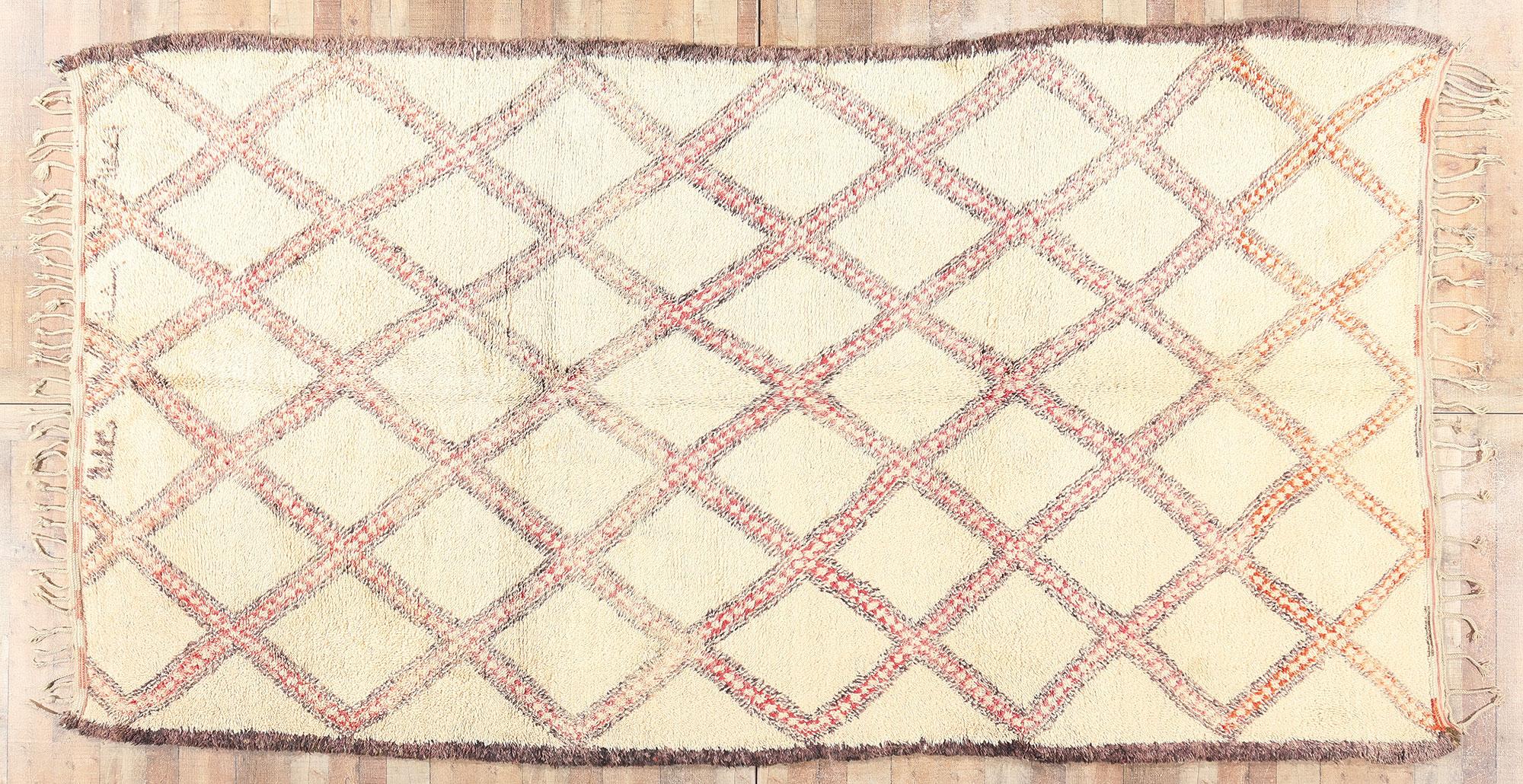 Vintage Beni Ourain Moroccan Rug, Mid-Century Modern Meets Tribal Enchantment For Sale 2