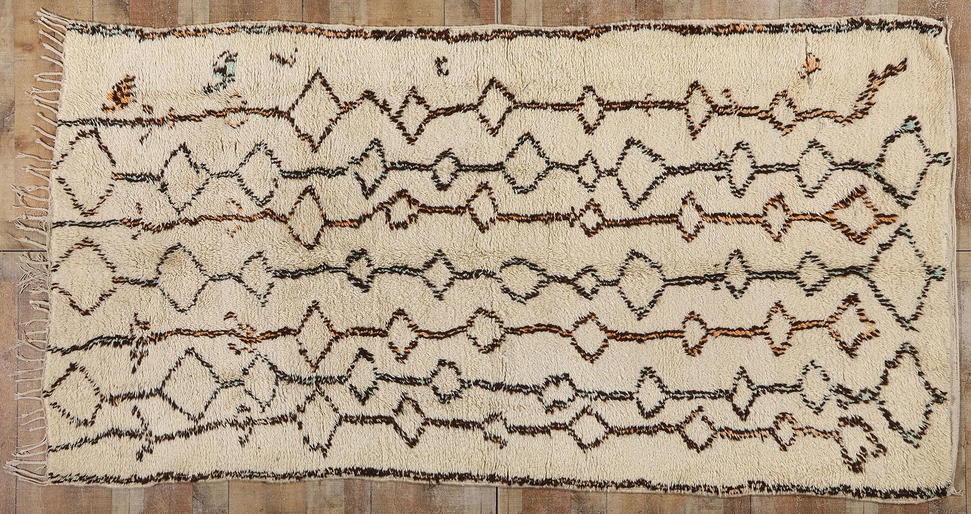 Vintage Beni Ourain Moroccan Rug, Mid-Century Modern Meets Tribal Enchantment For Sale 2