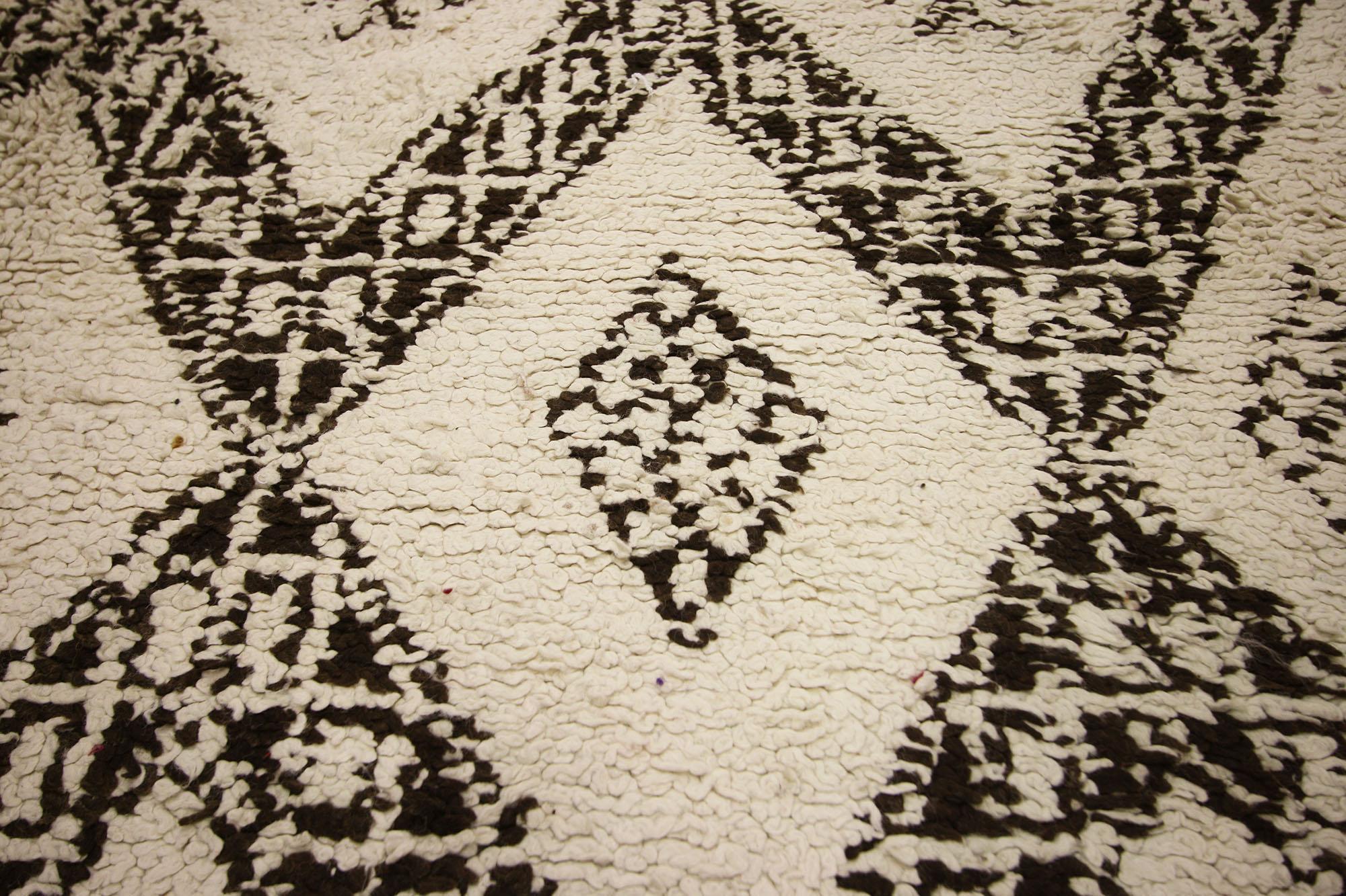 Hand-Knotted Vintage Beni Ourain Moroccan Rug, Midcentury Modern Meets Cozy Boho For Sale
