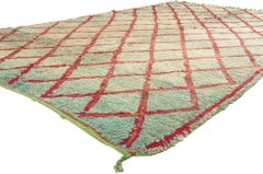 Vintage Green Moroccan Beni Ourain Rug, Biophilic Design Meets Nomadic Charm