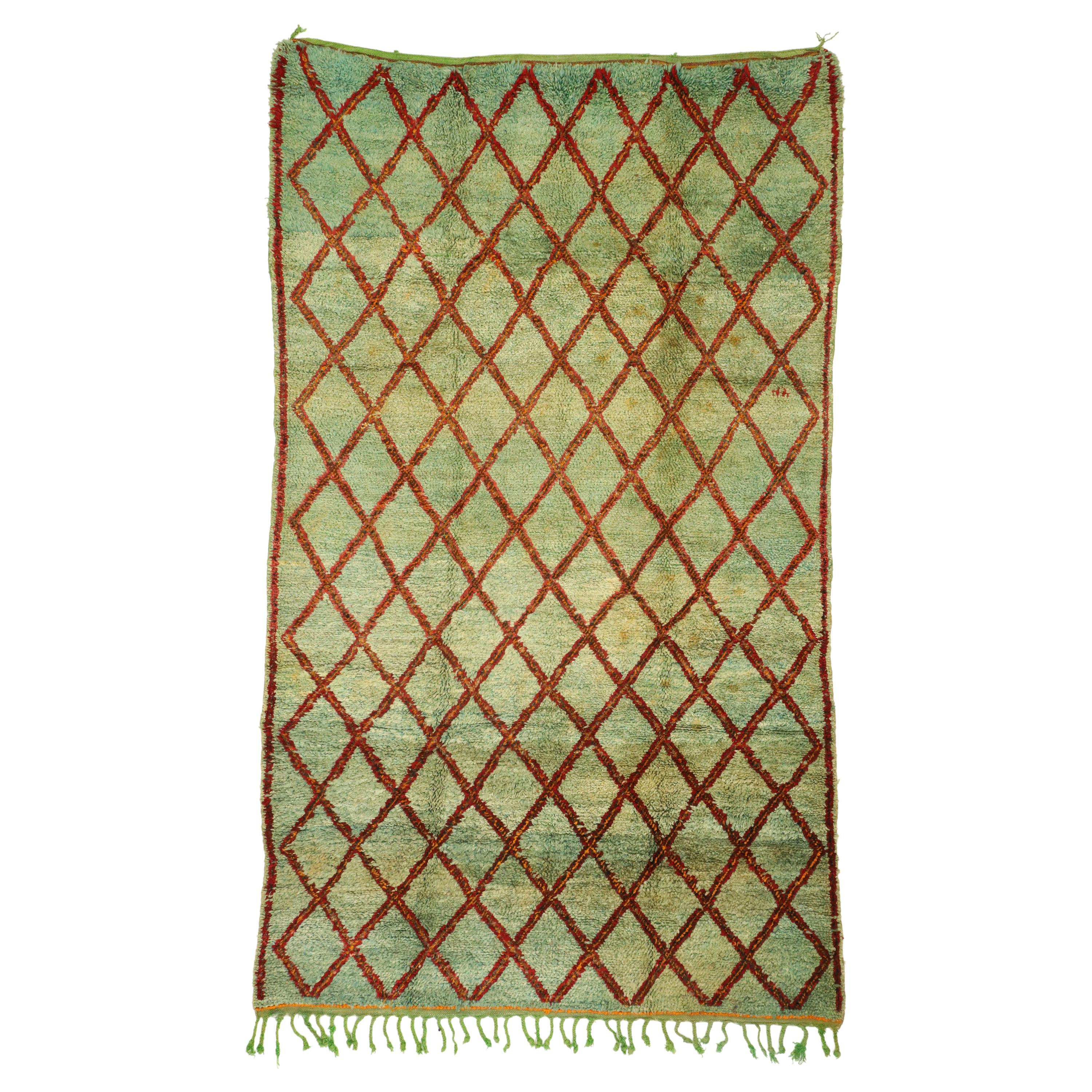 Vintage Beni Ourain Moroccan Rug with MidCentury Modern Biophilic