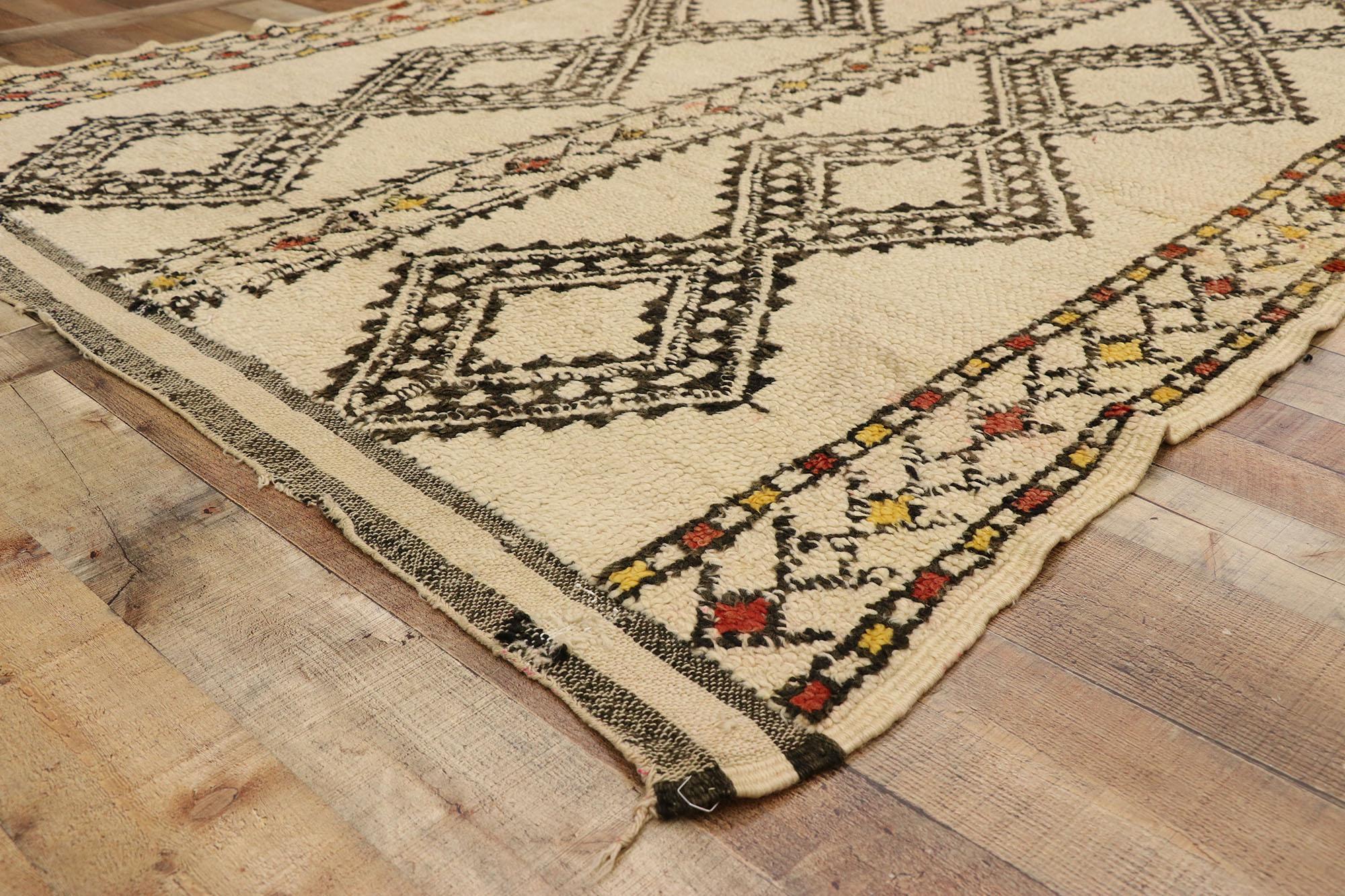 Wool Vintage Beni Ourain Moroccan Rug with Mid-Century Modern Style and Hygge Vibes