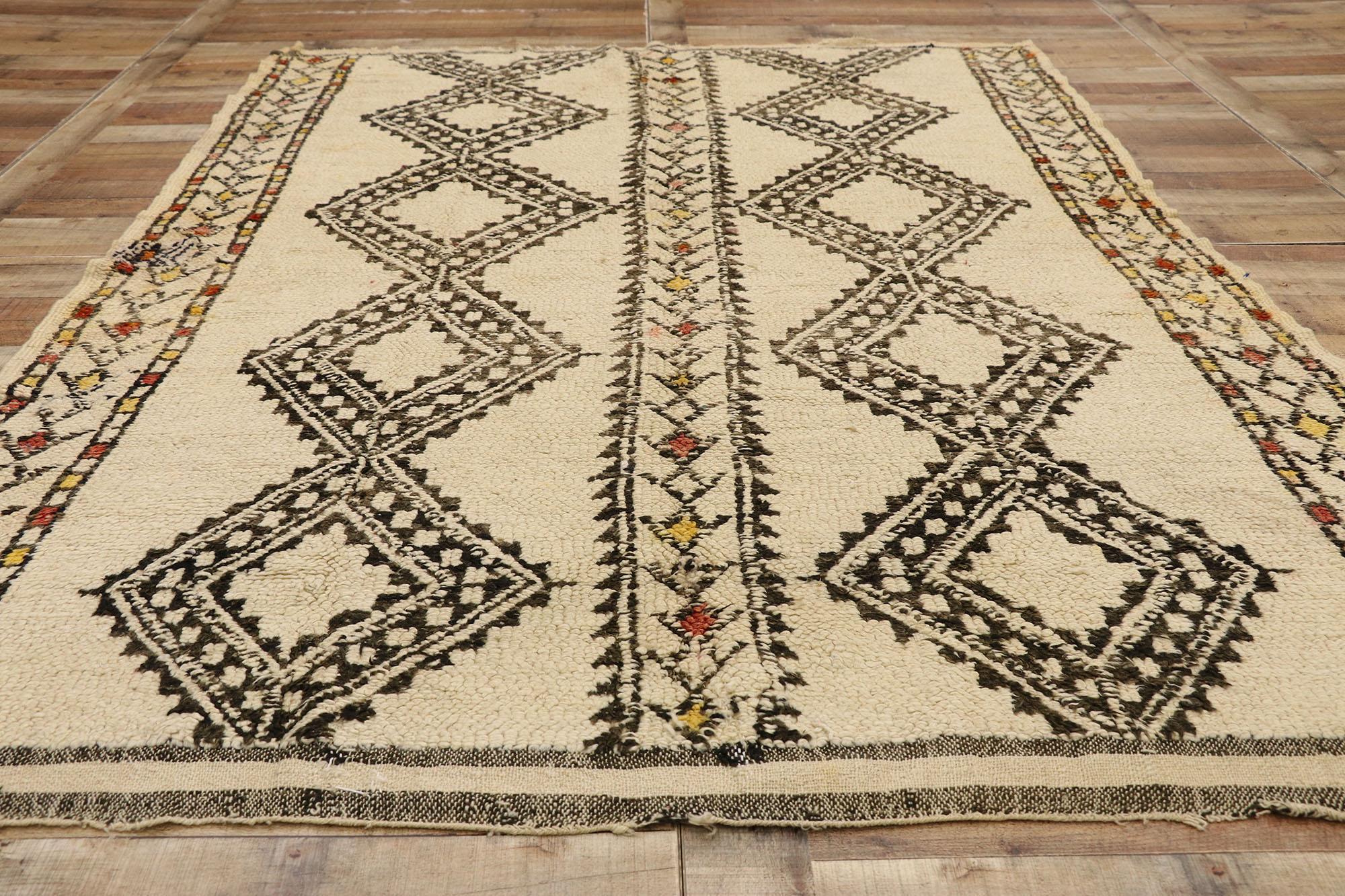 Vintage Beni Ourain Moroccan Rug with Mid-Century Modern Style and Hygge Vibes 1