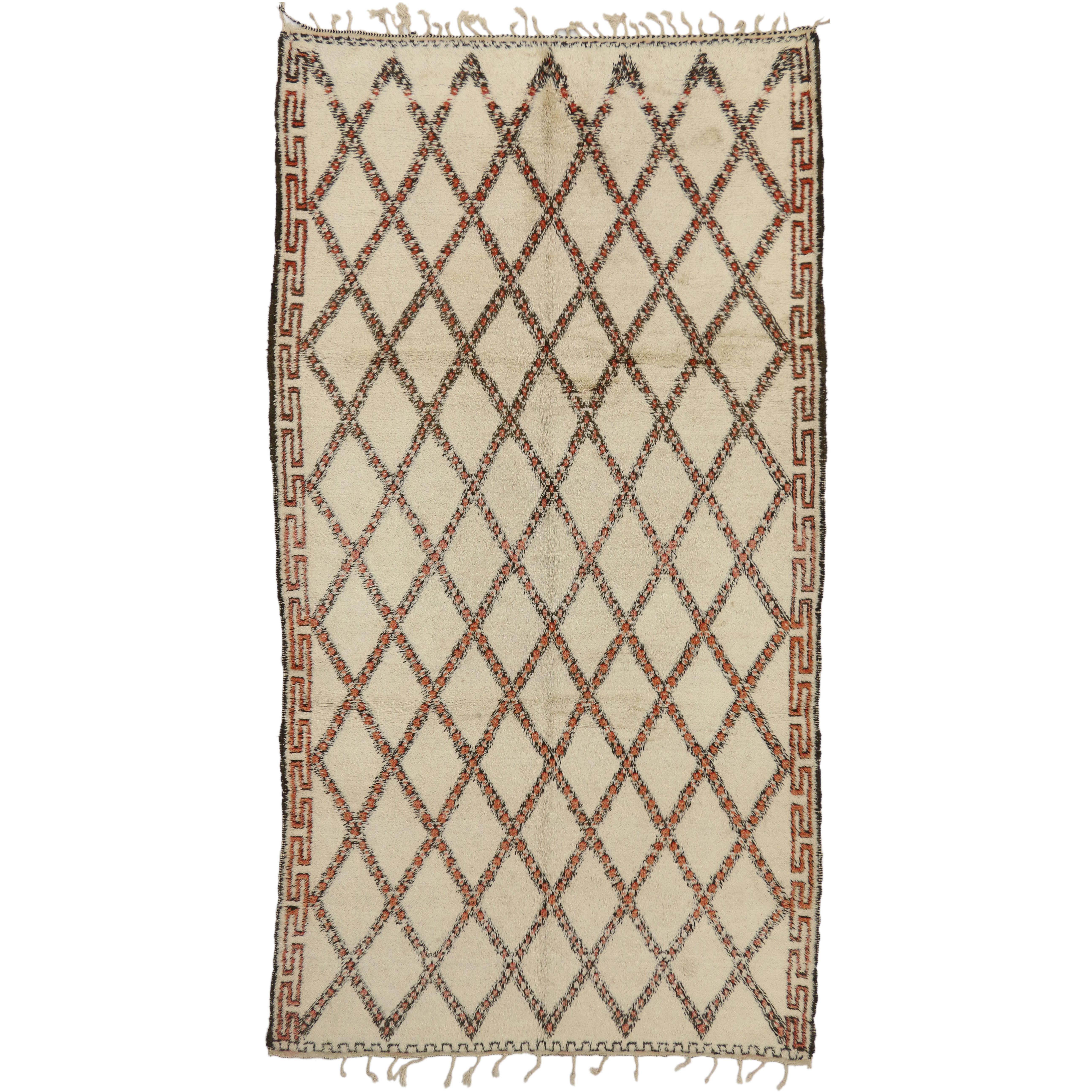 Vintage Beni Ourain Moroccan Rug with Modern Bauhaus Style and Hygge Vibes For Sale
