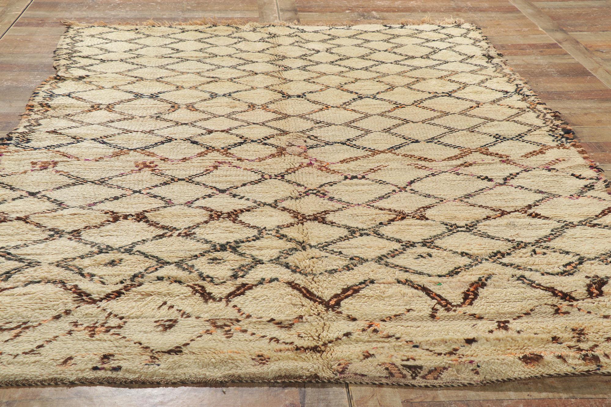 Vintage Beni Ourain Moroccan Rug with Tribal Style For Sale 2