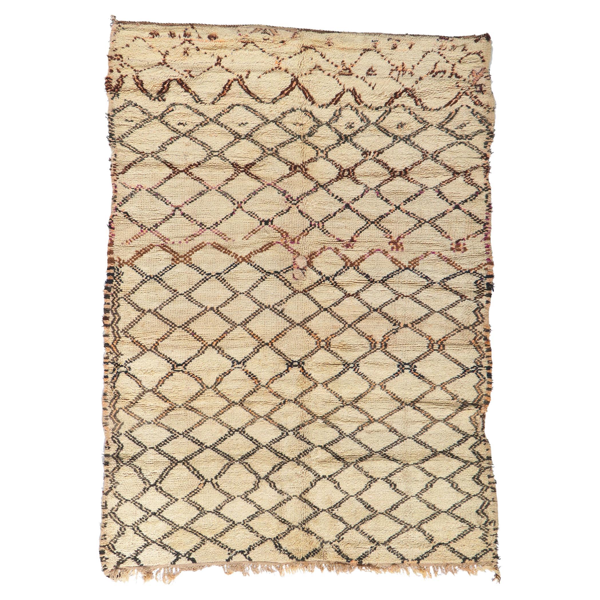 Vintage Beni Ourain Moroccan Rug with Tribal Style