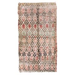 Vintage Beni Ourain rug / Moroccan Diamond Pattern Shag Rug 1980's, In Stock