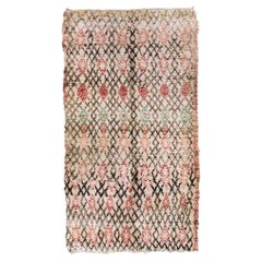 Retro Moroccan Beni Ourain rug, Diamond Pattern Shag Rug 1980's, In Stock