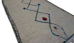 Vintage Beni Ourain Rug Blue Motif Wool Rug 5'7''x9'3''