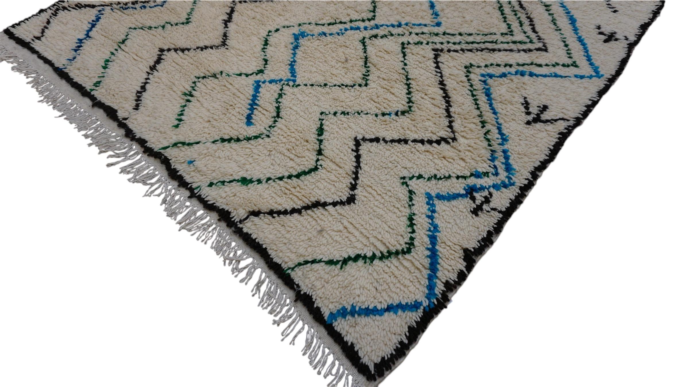 Vintage Beni Ourain Rug Tappeto di lana annodato a mano 5'2''x10' In condizioni buone in vendita a Torrance, CA