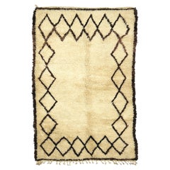 Vintage Beni Ourain rug, 1980's / Moroccan Diamond Pattern Shag Rug, In Stock