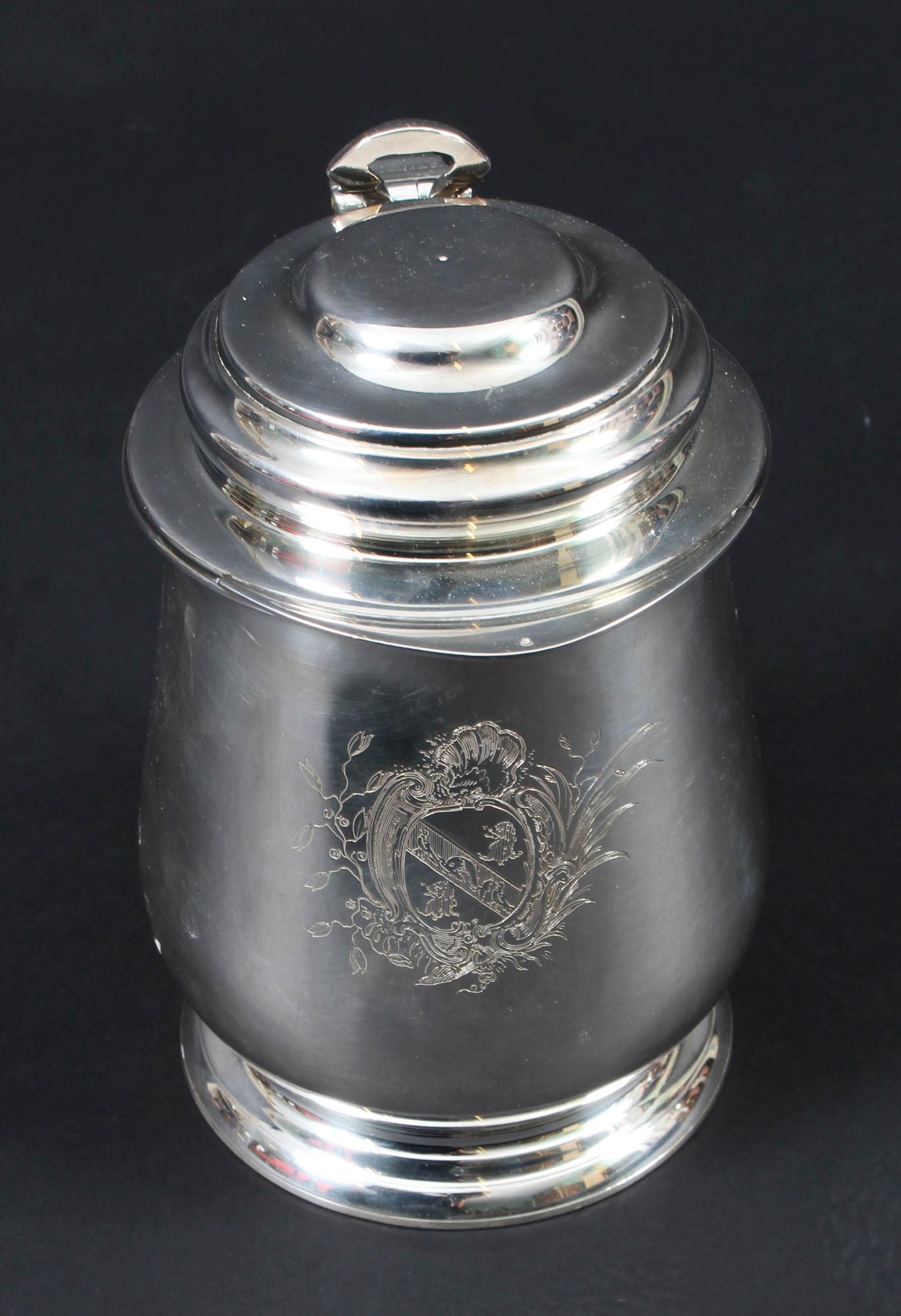 A vintage silver plated copy of Benjamin Franklin's tankard made by the renowned Philadelphia silversmith, Elias Boudinet in celebration of the Bicentennial in 1978

The original tankard, dating to 1760, is on display at the Franklin Institute in