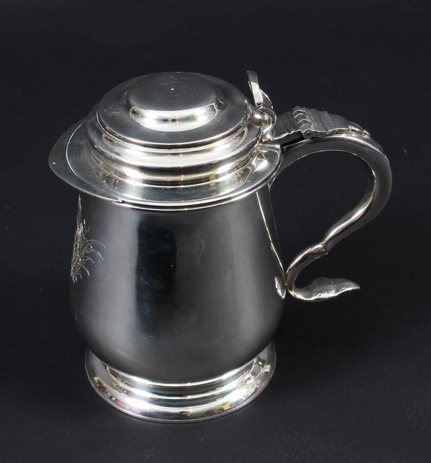 Fin du 20e siècle Tankard vintage Benjamin Franklin en métal argenté par Franklin Mint, 1978 en vente