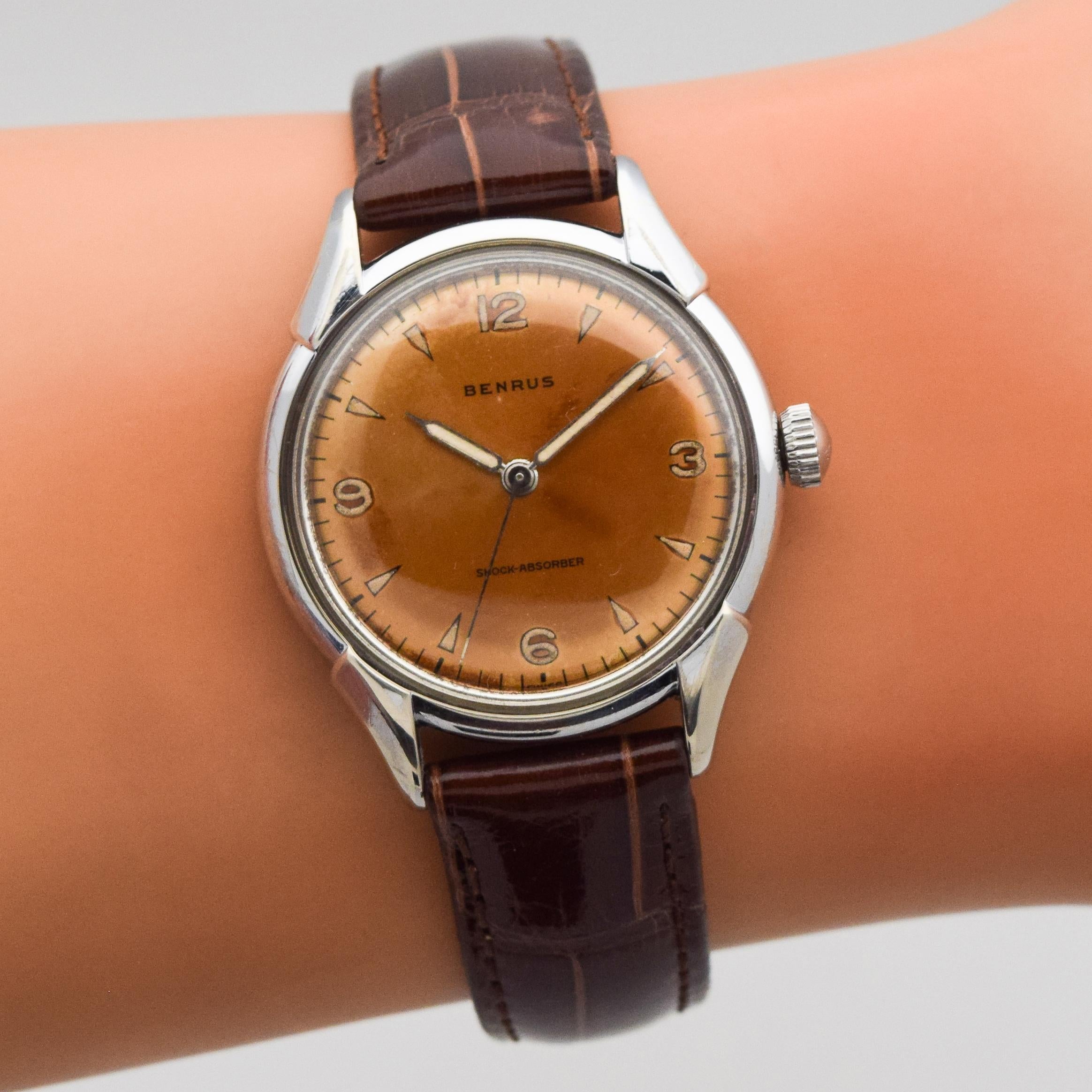 Vintage Benrus Chrome and Stainless Steel Watch, 1960s For Sale 1