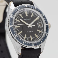 Vintage Benrus Divers Base Metal and Stainless Steel Watch, 1970s