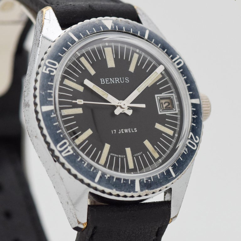 Vintage Benrus Divers Base Metal and Stainless Steel Watch, 1970s For