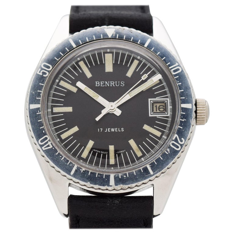 Vintage Benrus Stainless Steel Divers Watch, 1970s For Sale at 1stDibs