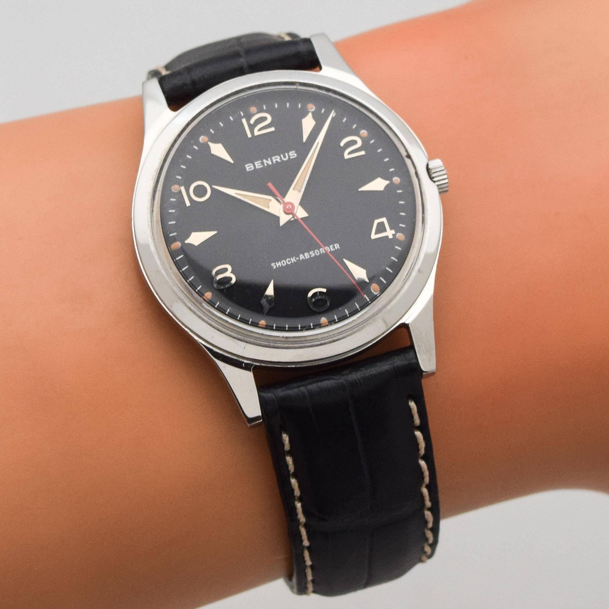 Women's or Men's Vintage Benrus Stainless Steel Watch, 1960s