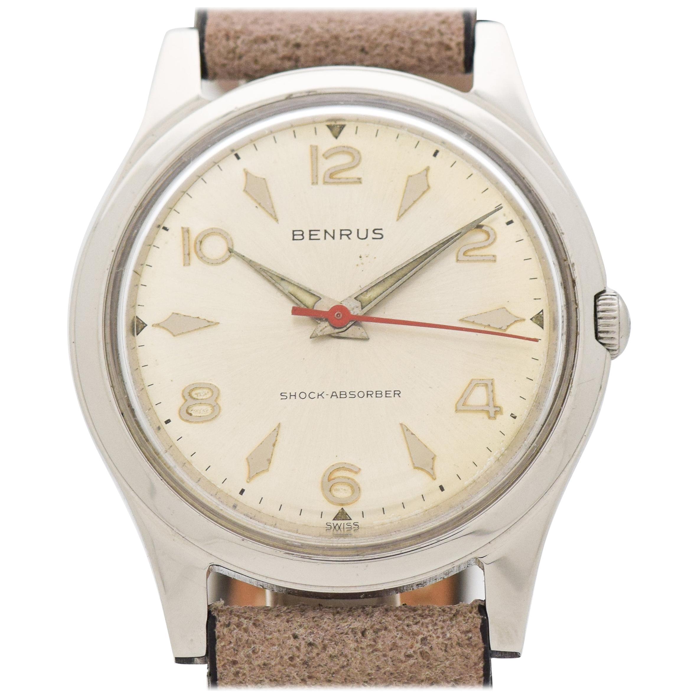 Vintage Benrus Stainless Steel Watch, 1960s For Sale