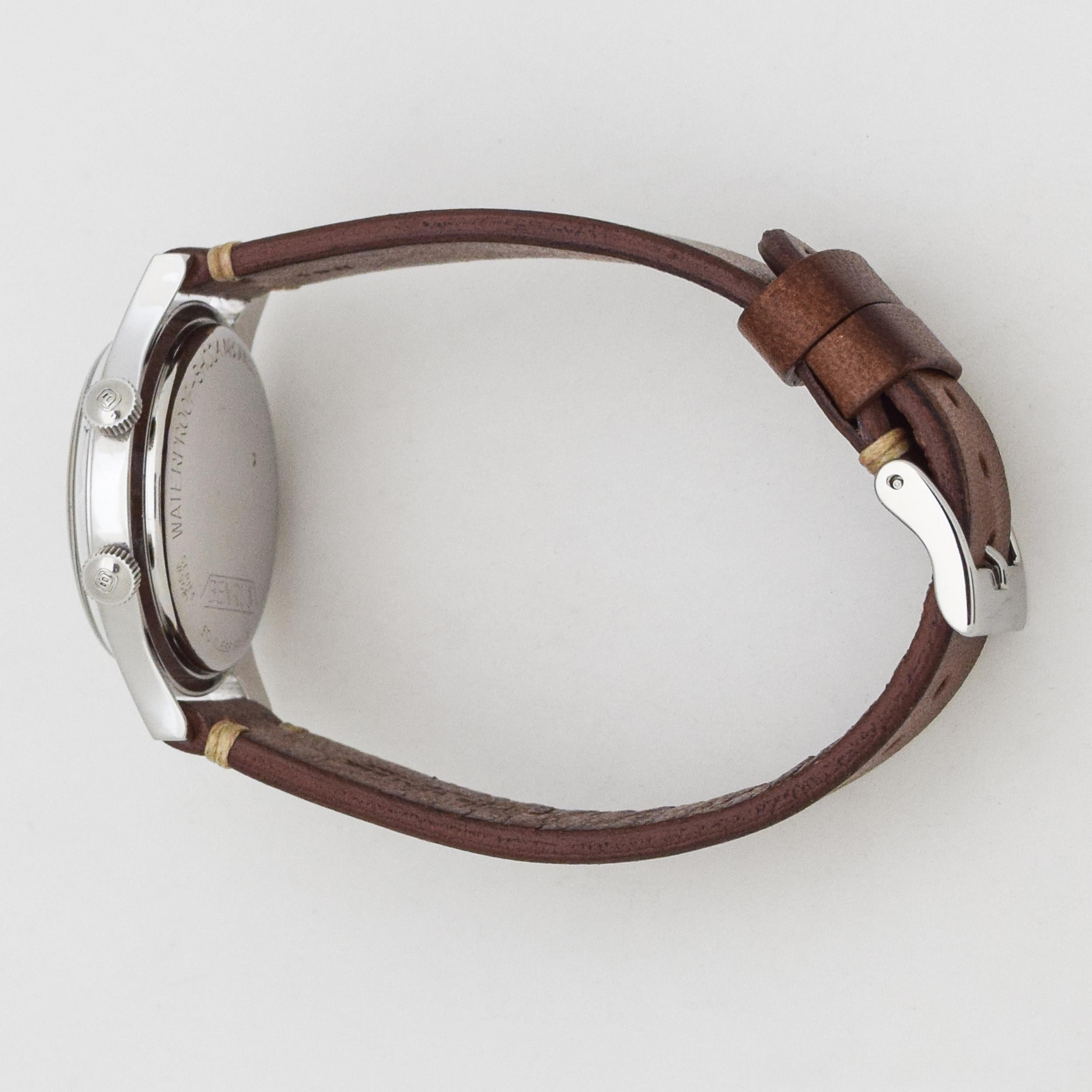 Vintage Benrus Wrist Alarm Stainless Steel Watch, 1960s In Excellent Condition In Beverly Hills, CA