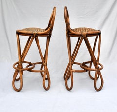 Vintage Bent Bamboo & Grasscloth Barstools