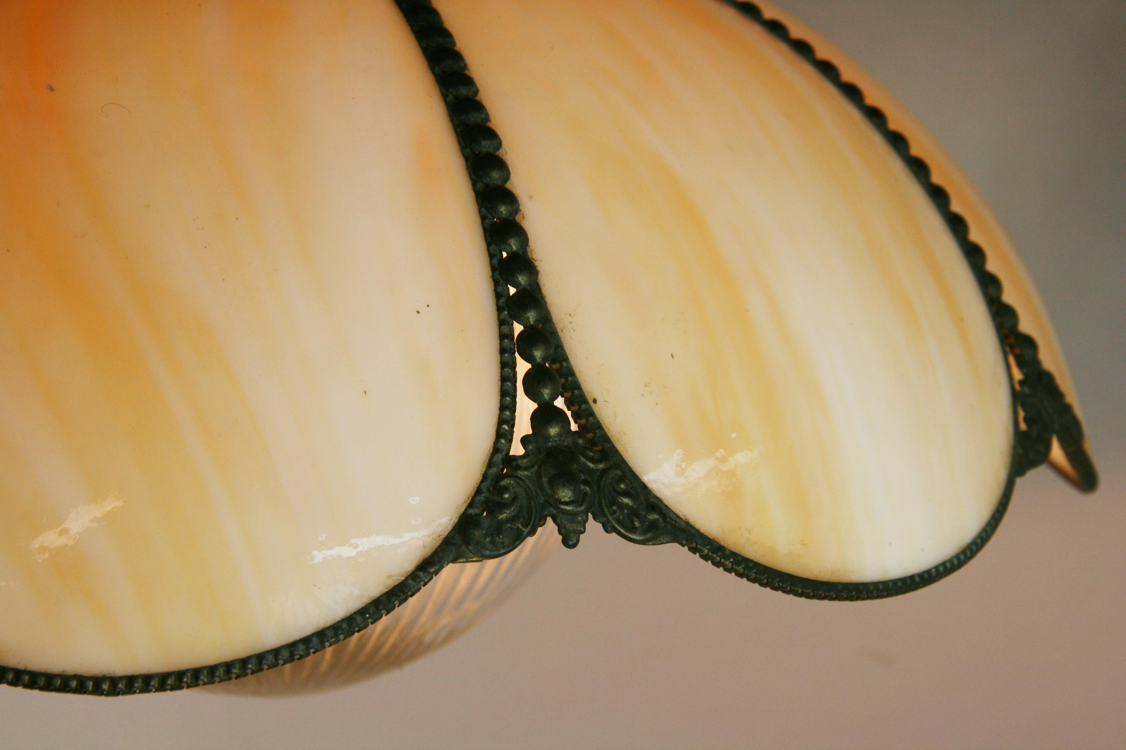 Art Glass Vintage Bent Glass and Ribbed Clear Glass Pendant For Sale