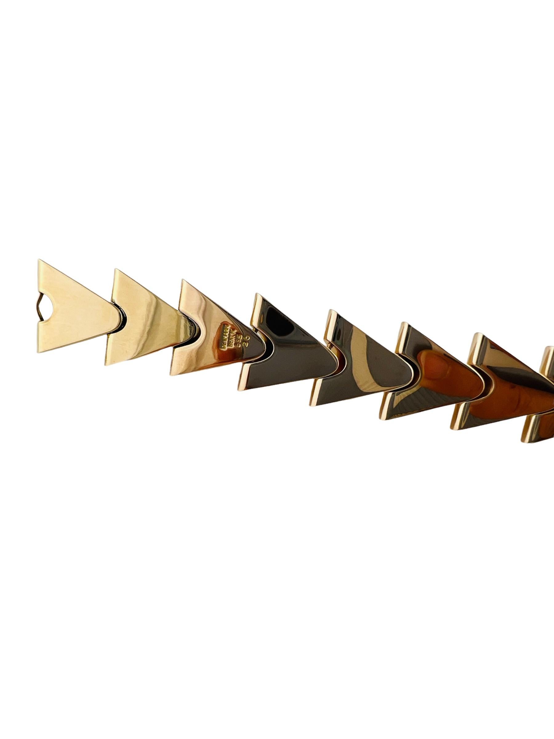 Vintage Bent Knudsen Denmark 14K Rose Gold Modernist Triangle Bracelet 7