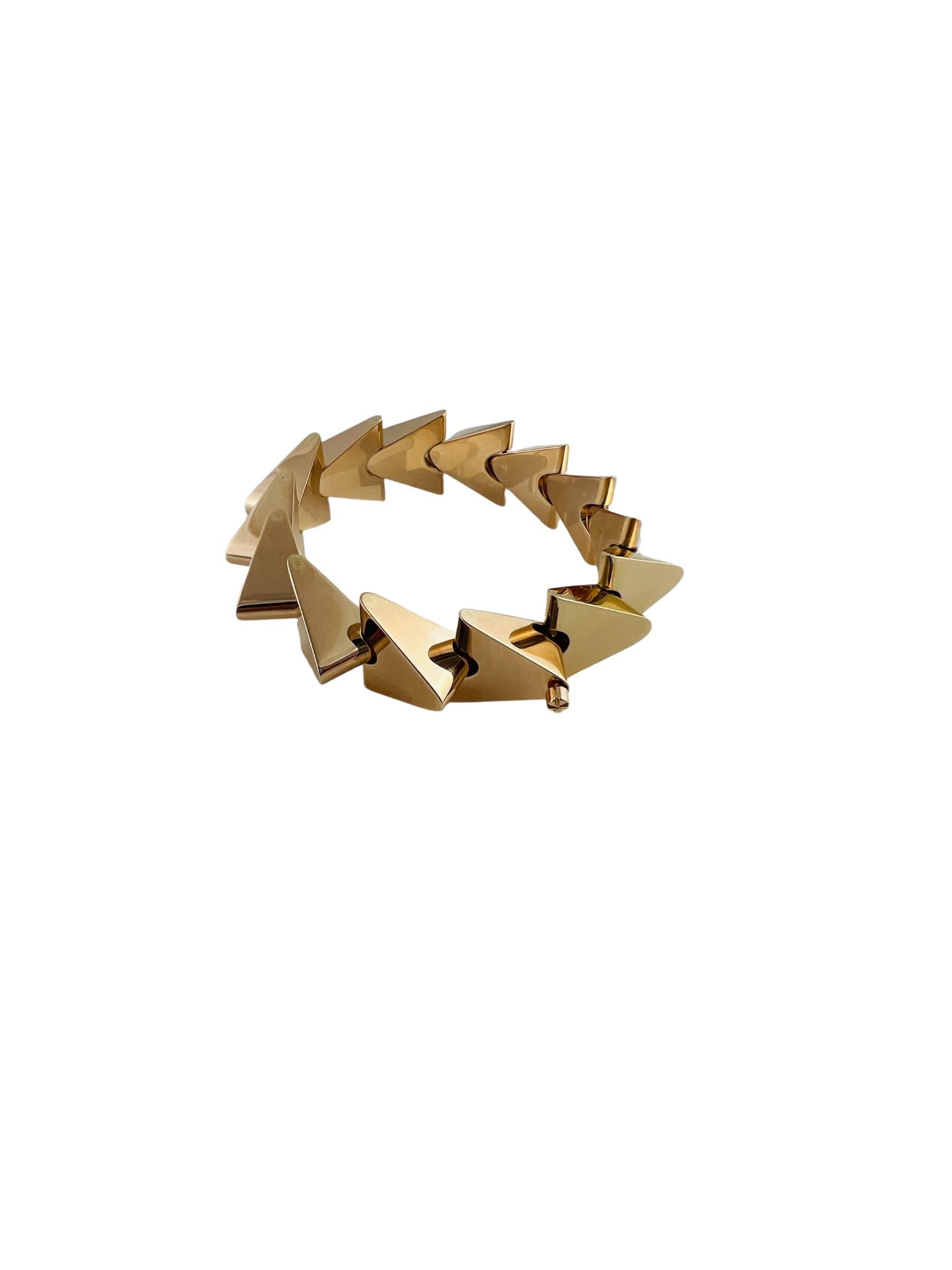 Vintage Bent Knudsen Denmark 14K Rose Gold Modernist Triangle Bracelet In Good Condition In Washington Depot, CT