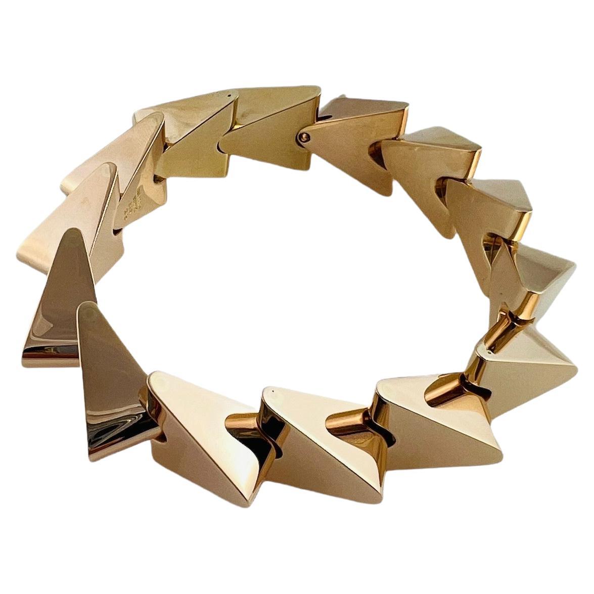 Vintage Bent Knudsen Denmark 14K Rose Gold Modernist Triangle Bracelet
