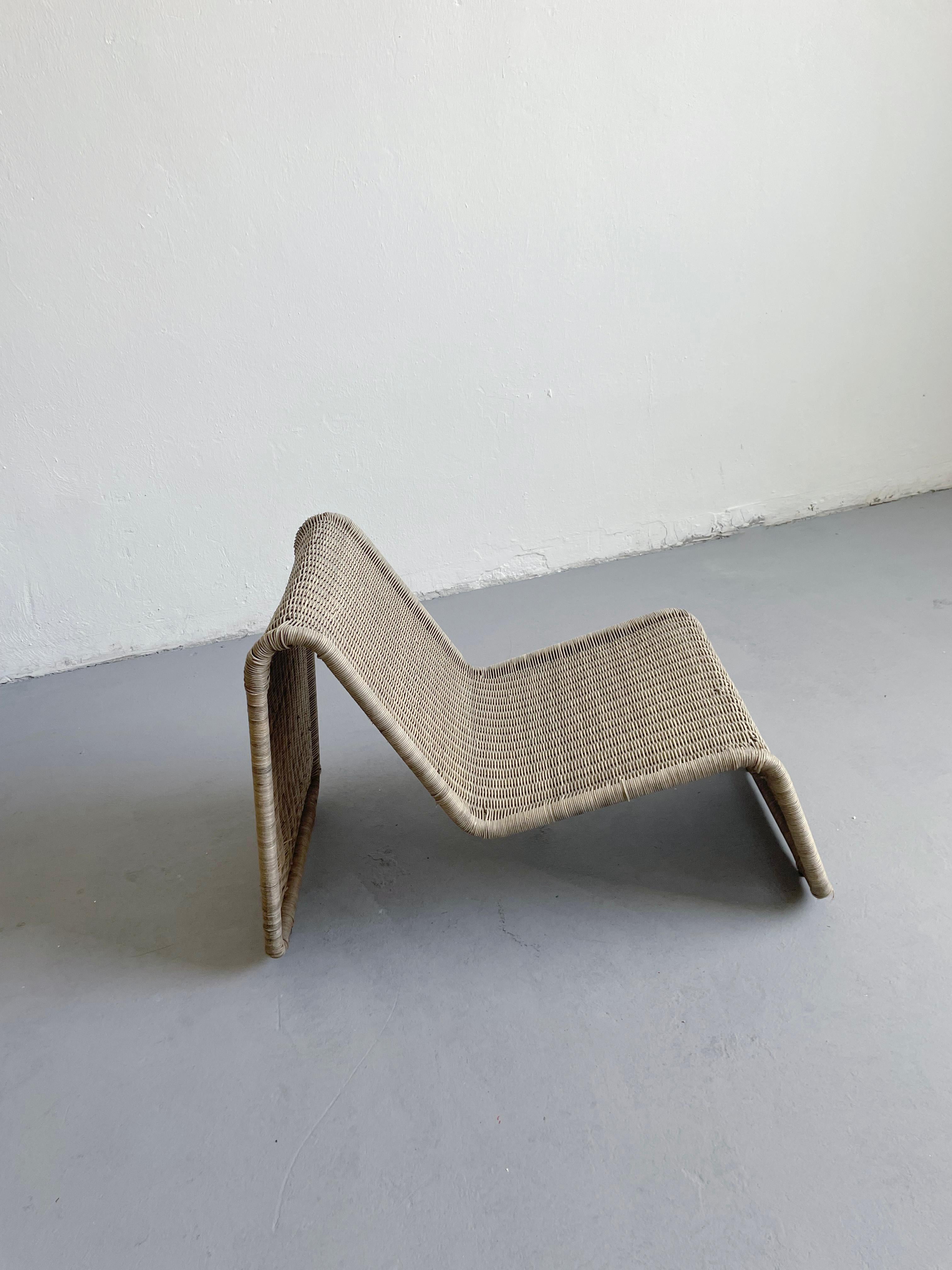 Late 20th Century Vintage Bent Lounge Chair in Rattan, Ikea Hestra, Tito Agnoli P3 Style, 1982