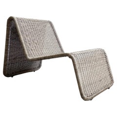 Vintage Bent Lounge Chair in Rattan, Ikea Hestra, Tito Agnoli P3 Style, 1982