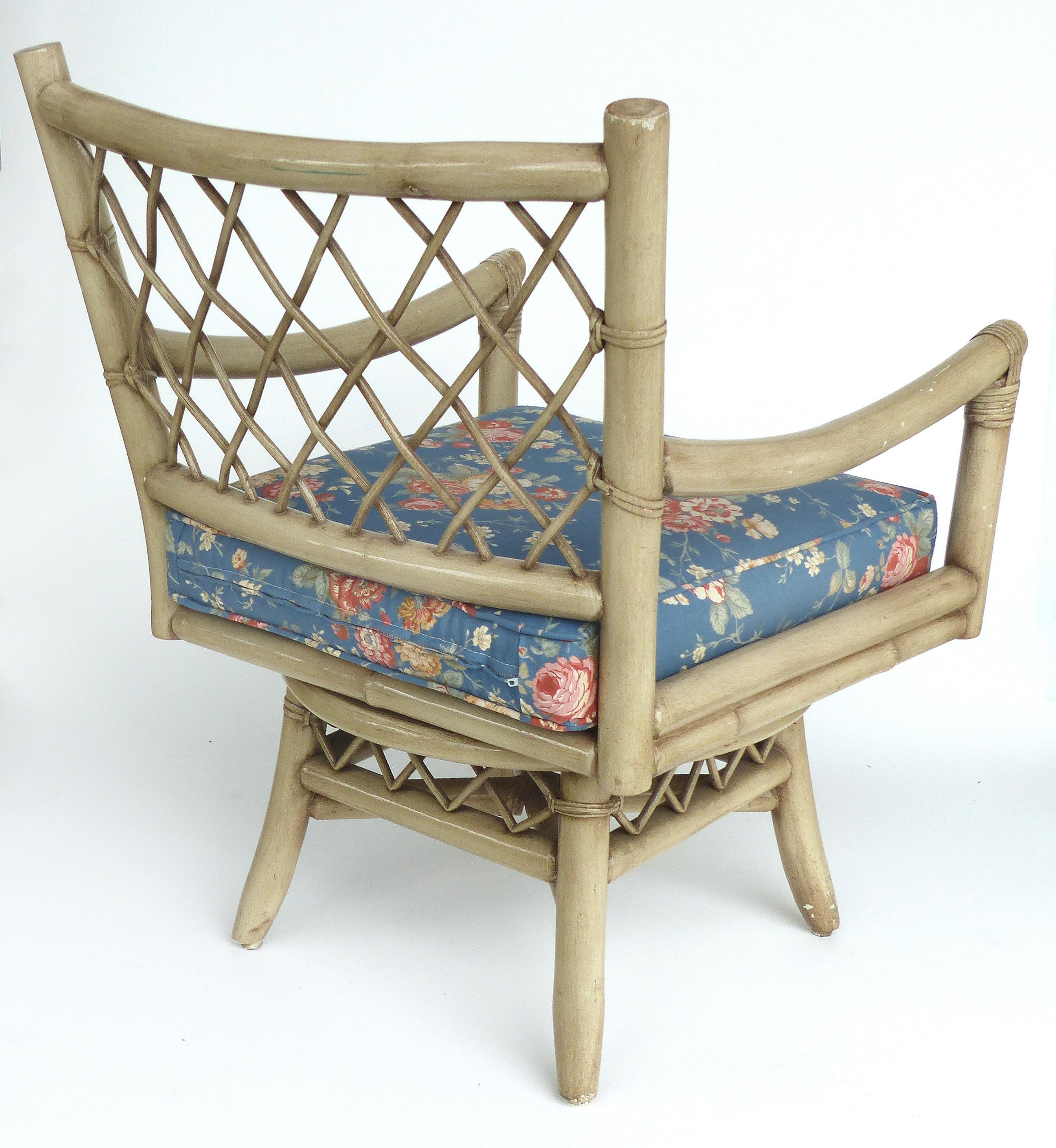 Vintage Bent Rattan Armchairs with Loose Cushions, Two Pair Available 1