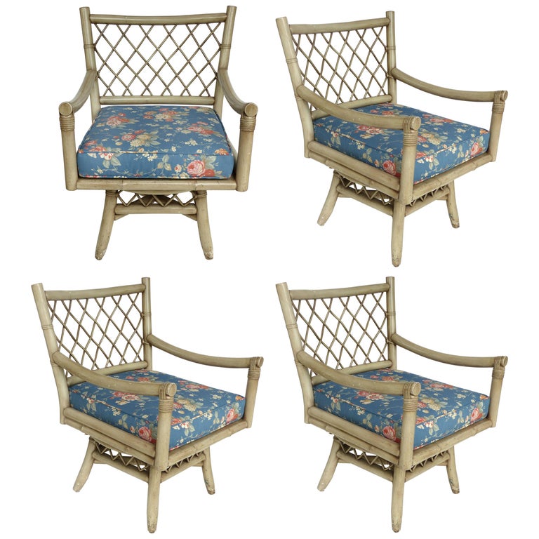Vintage Bent Rattan Armchairs With, Vintage Wicker Furniture Cushions