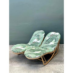 Chaise longue vintage en rotin courbé en Cw Stockwell - Lot de 2