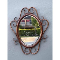 Vintage Bent Rattan Mirror