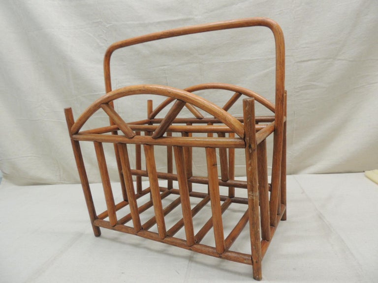 Vintage Bent Wood Artisanal Magazine Rack or Stand For Sale at 1stDibs