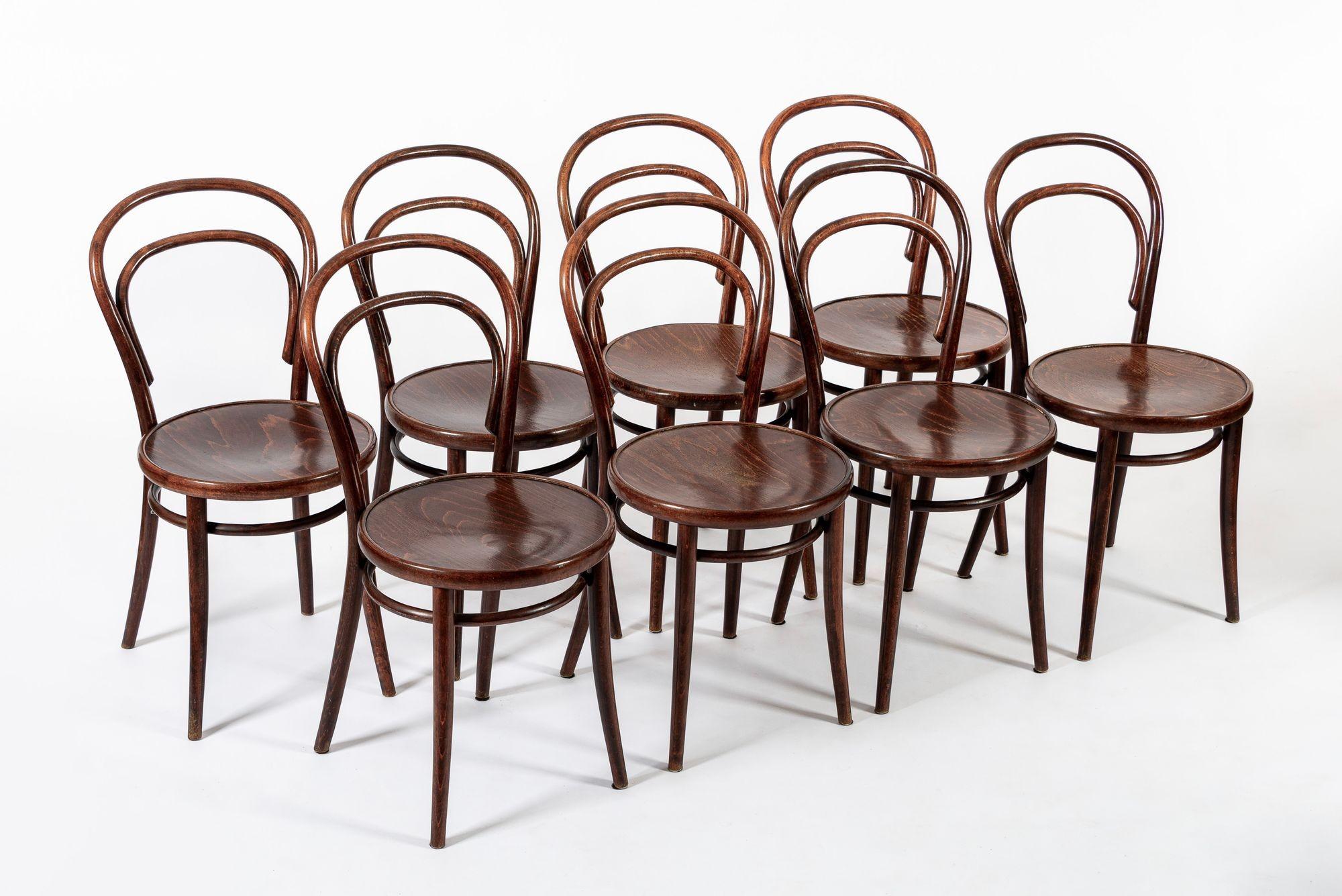Vintage Bent Wood Cafe Bistro Stühle von Drevounia, 8er Set (Moderne der Mitte des Jahrhunderts) im Angebot