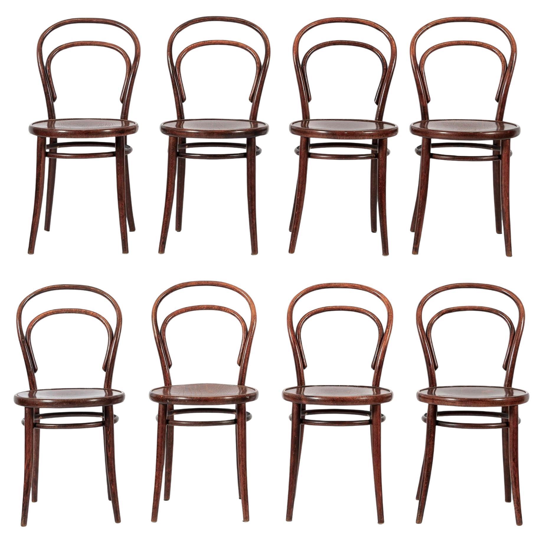 Vintage Bent Wood Cafe Bistro Stühle von Drevounia, 8er Set im Angebot