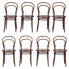 Vintage Bent Wood Cafe Bistro Chairs by Drevounia, Set of 8