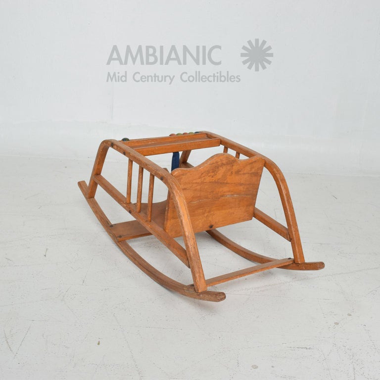 1950s Bentwood Child Rocker Happy Land Playthings by Delphos Ohio USA