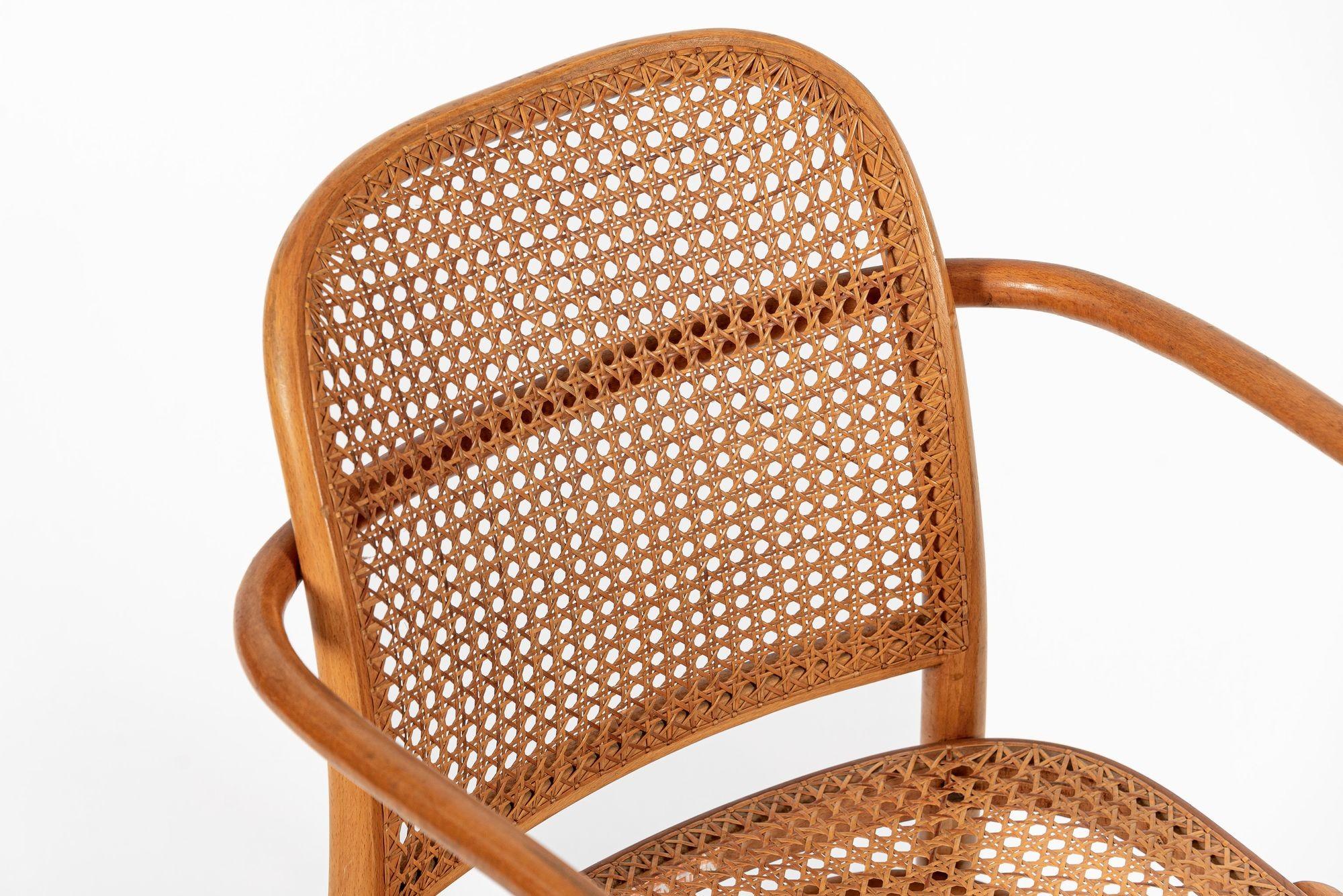 Vintage Bent Wood & Wicker Cafe Arm Chair by Josef Hoffman for Ligna For Sale 5