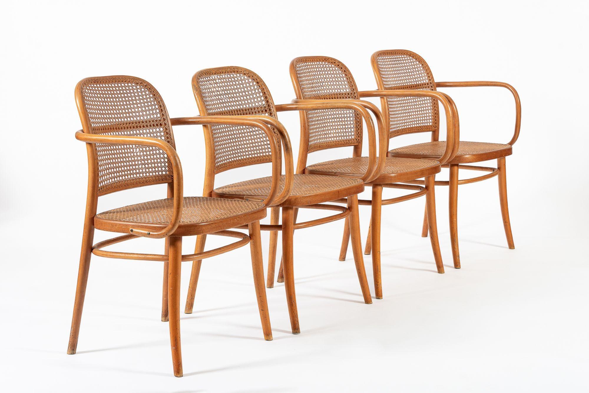 Cafe-Stühle aus gebogenem Holz und Korbweide von Josef Hoffman für Ligna, Vintage im Angebot 5