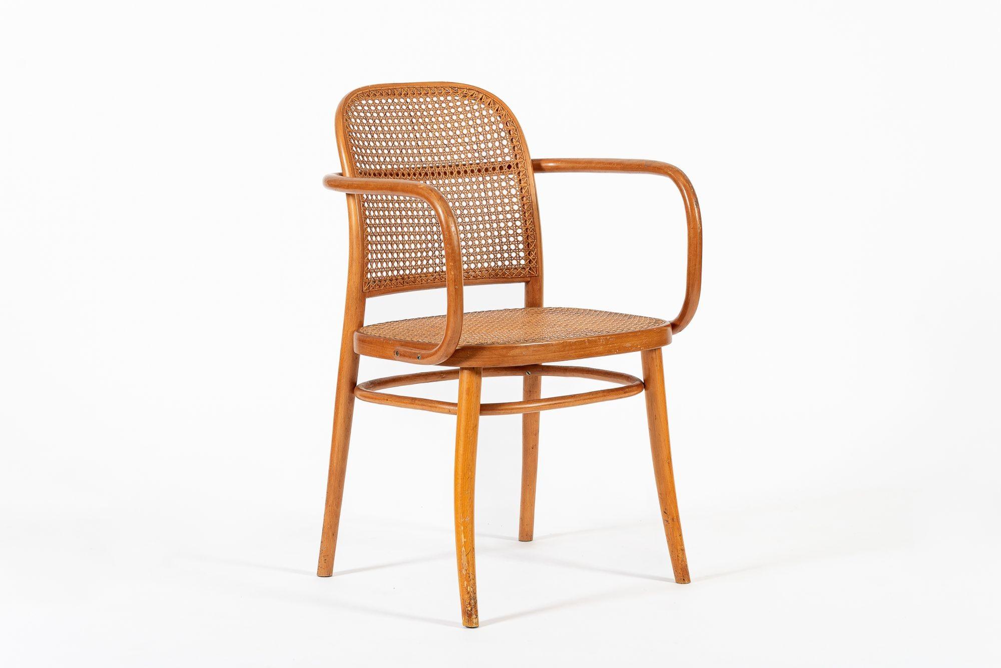 Cafe-Stühle aus gebogenem Holz und Korbweide von Josef Hoffman für Ligna, Vintage im Angebot 7
