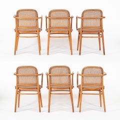 Vintage Bent Wood & Wicker Cafe Chairs by Josef Hoffman for Ligna